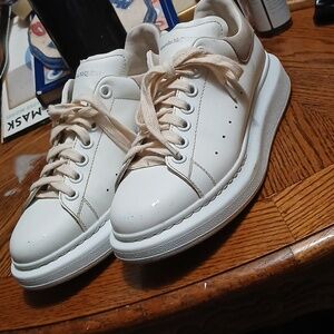 ALEXANDER McQueen White Leather Sneakers, Womens Sz.40